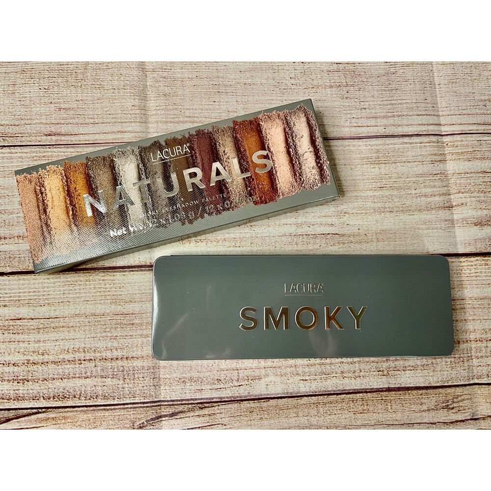 Lacura Naturals Eyeshadow Palette "SMOKY". ALDI product, 12 colors, Makeup, face